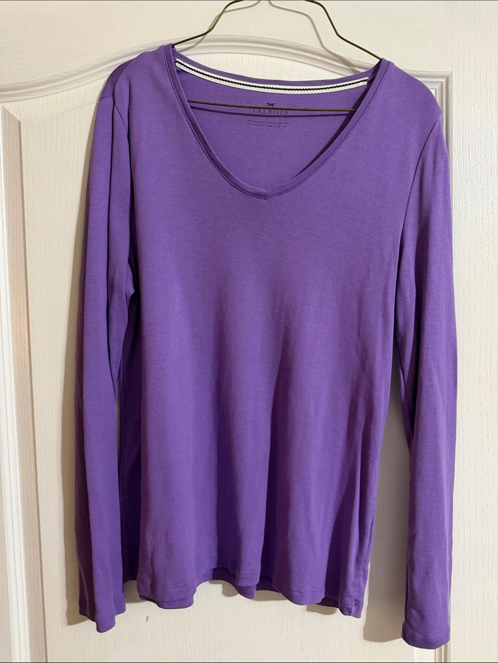 Talbots Purple V-Neck Long-Sleeve Tee
